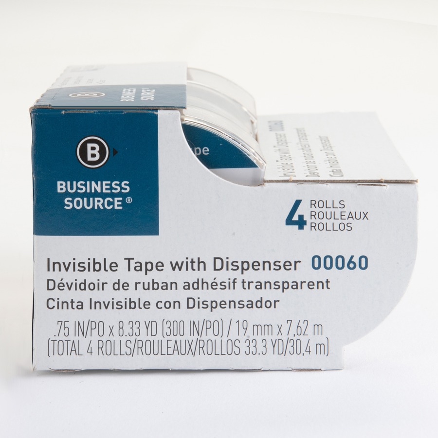 Business Source Invisible Tape Refills, 3/4 x 1000, 1 Core, 12