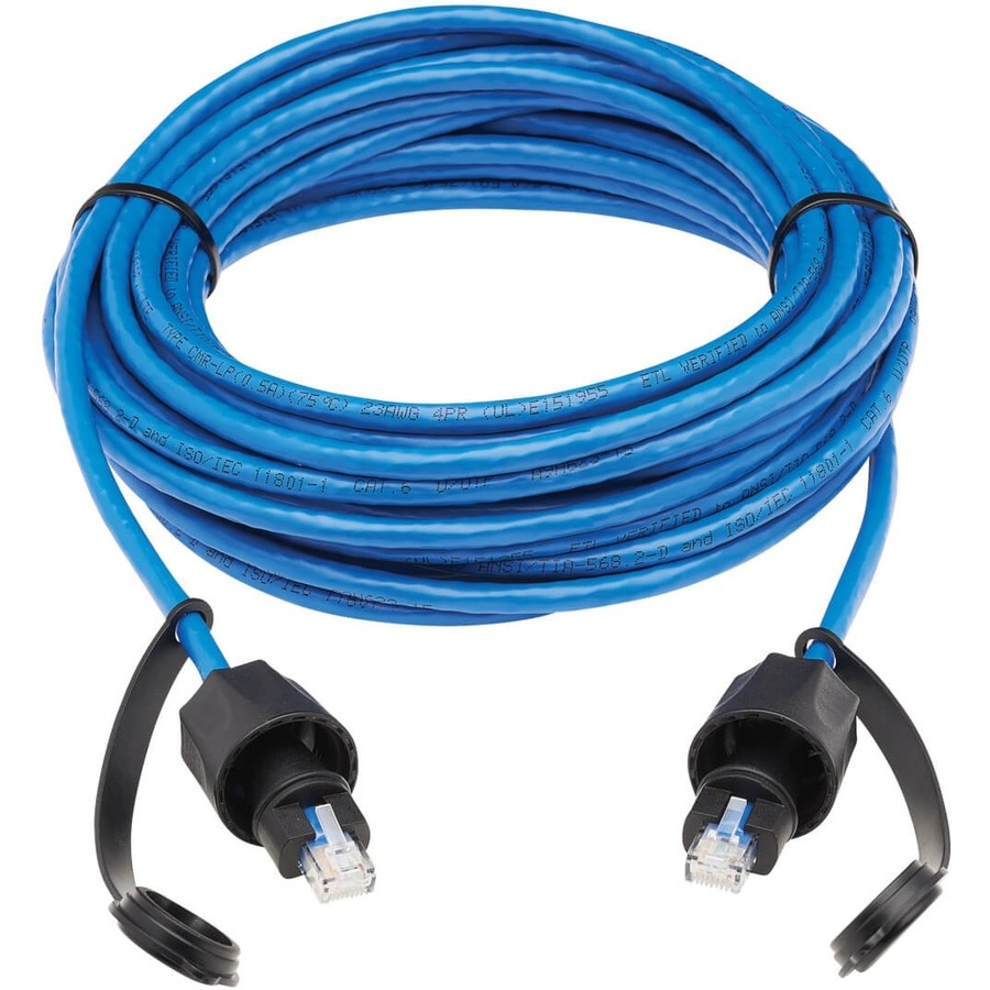 Tripp Lite by Eaton Industrial Cat6 UTP Ethernet Cable (RJ45 M/M) 100W PoE CMR-LP IP68 Blue 33 ft. (10.05 m)