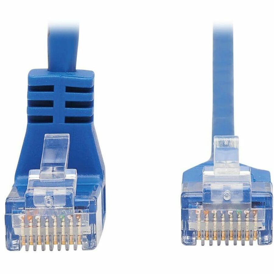 Eaton Tripp Lite Series Down-Angle Cat6 Gigabit Molded Slim UTP Ethernet Cable (RJ45 Right-Angle Down M to RJ45 M), Blue, 10 ft. (3.05 m)