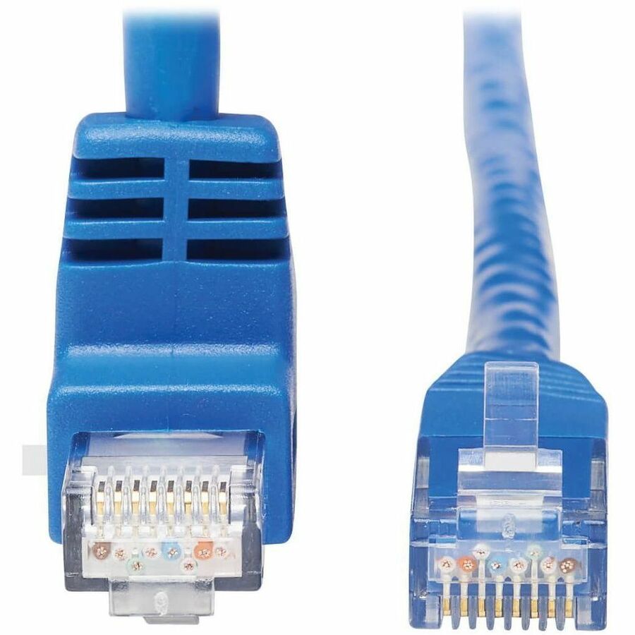 Eaton Tripp Lite Series Up-Angle Cat6 Gigabit Molded UTP Ethernet Cable (RJ45 Right-Angle Up M to RJ45 M), Blue, 15 ft. (4.57 m)