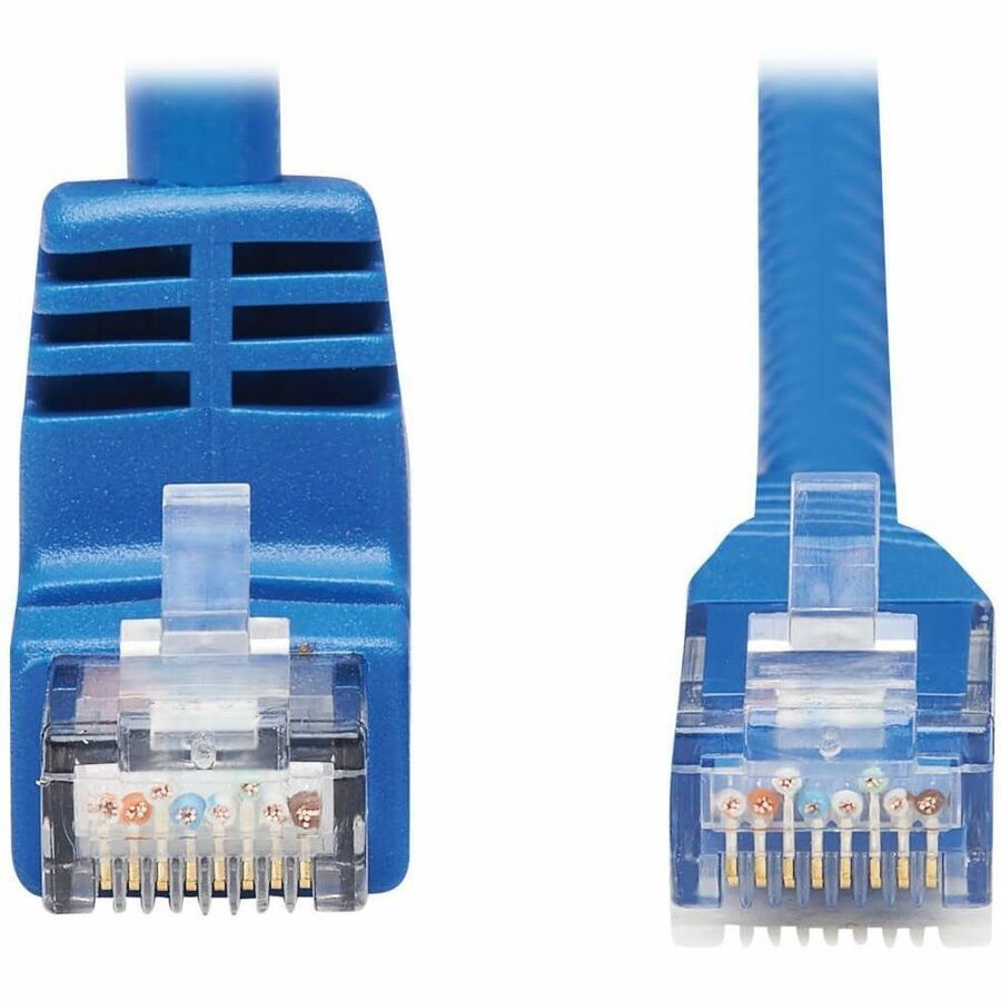 Eaton Tripp Lite Series Down-Angle Cat6 Gigabit Molded UTP Ethernet Cable (RJ45 Right-Angle Down M to RJ45 M), Blue, 20 ft. (6.09 m)