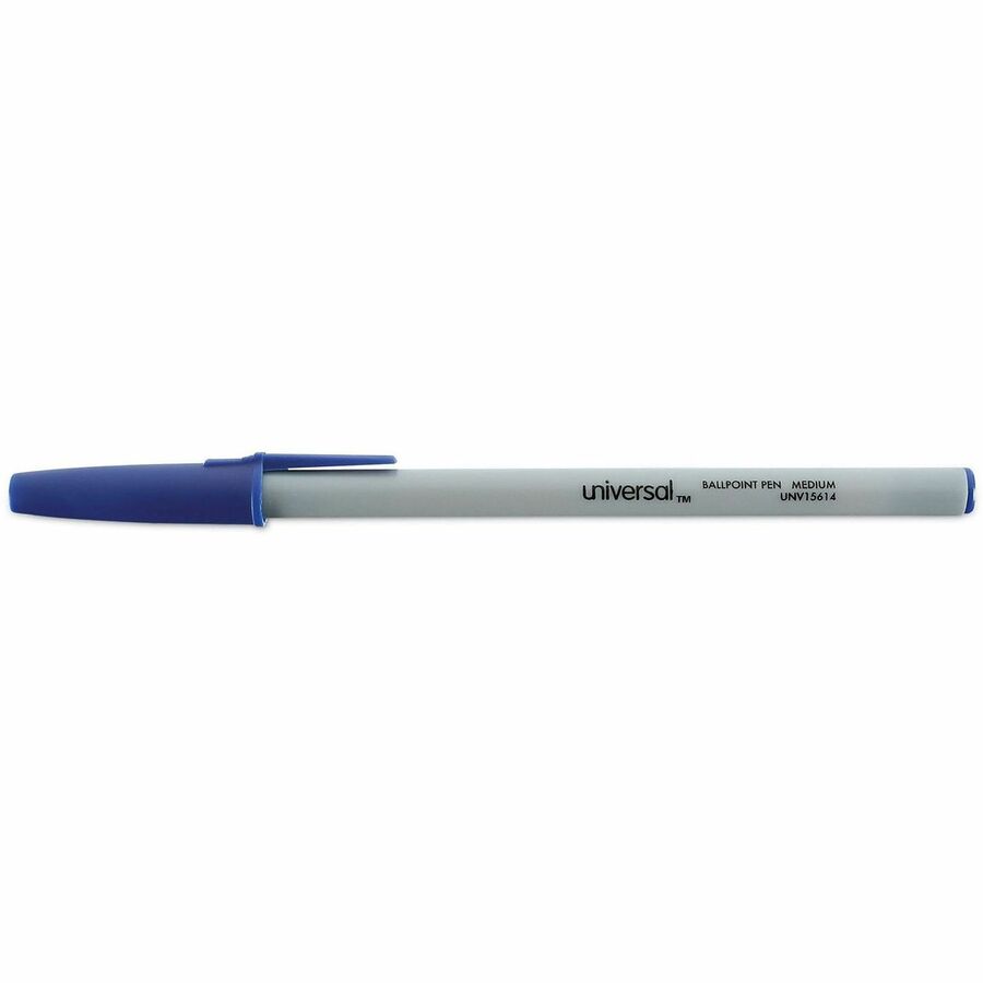 Universal Ballpoint Pen - 1 mm Medium Conical Pen Point - Blue Ink - Gray, Blue Barrel - 60 / Pack