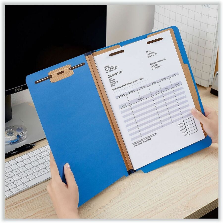 Universal Straight Tab Cut Letter Classification Folder - 8 1/2" x 11" - 2" Expansion - 6 Fastener(s) - 2" Fastener Capacity - End Tab Location - 2 Divider(s) - Cobalt Blue - 10 Box