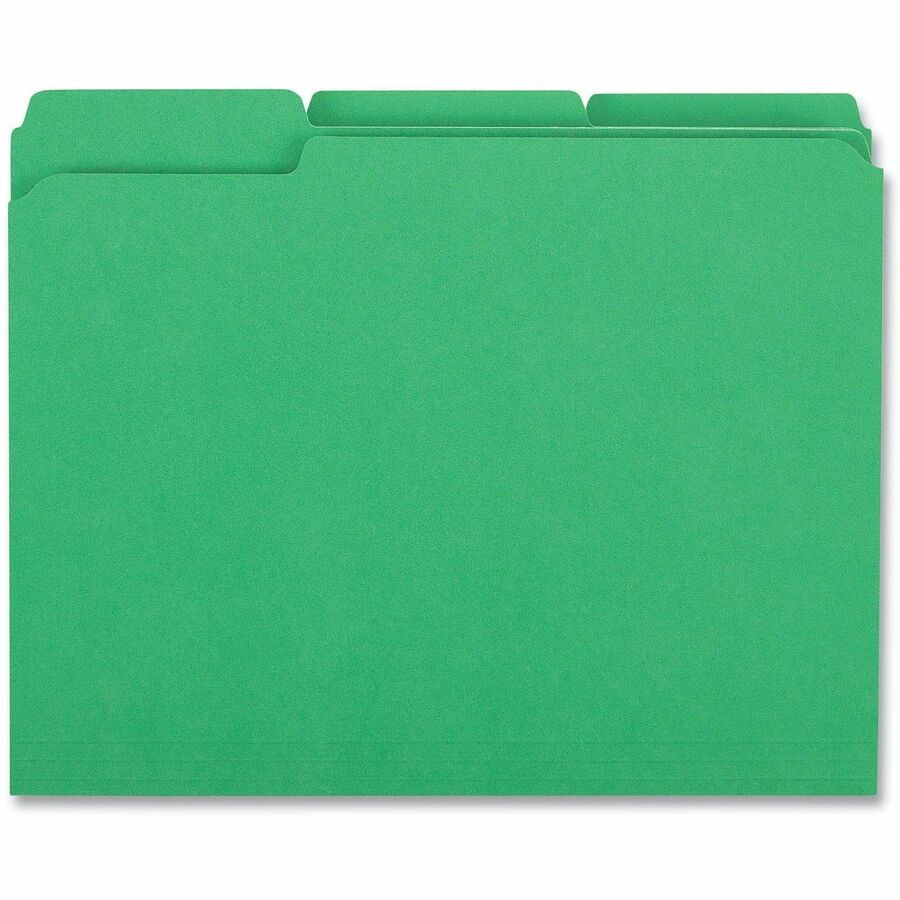 Universal 1/3 Tab Cut Letter Top Tab File Folder - 8 1/2" x 11" - 1" Expansion - Assorted Tab Position - 11 pt. - Stock - 100 Box