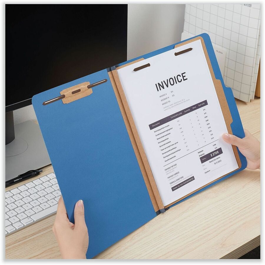 Universal 2/5 Tab Cut Letter Classification Folder - 8 1/2" x 11" - 2" Expansion - 4 Fastener(s) - 2" Fastener Capacity - Top Tab Location - Right of Center Tab Position - 1 Divider(s) - Cobalt Blue - 10 Box