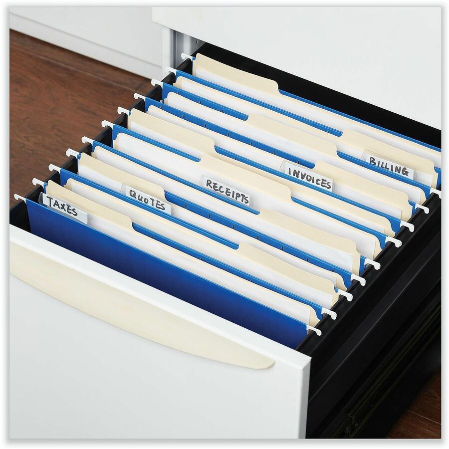 Universal 1/5 Tab Cut Letter Hanging Folder - 8 1/2" x 11" - Assorted Tab Position - 11 pt. - Stock - Blue - 25 Box
