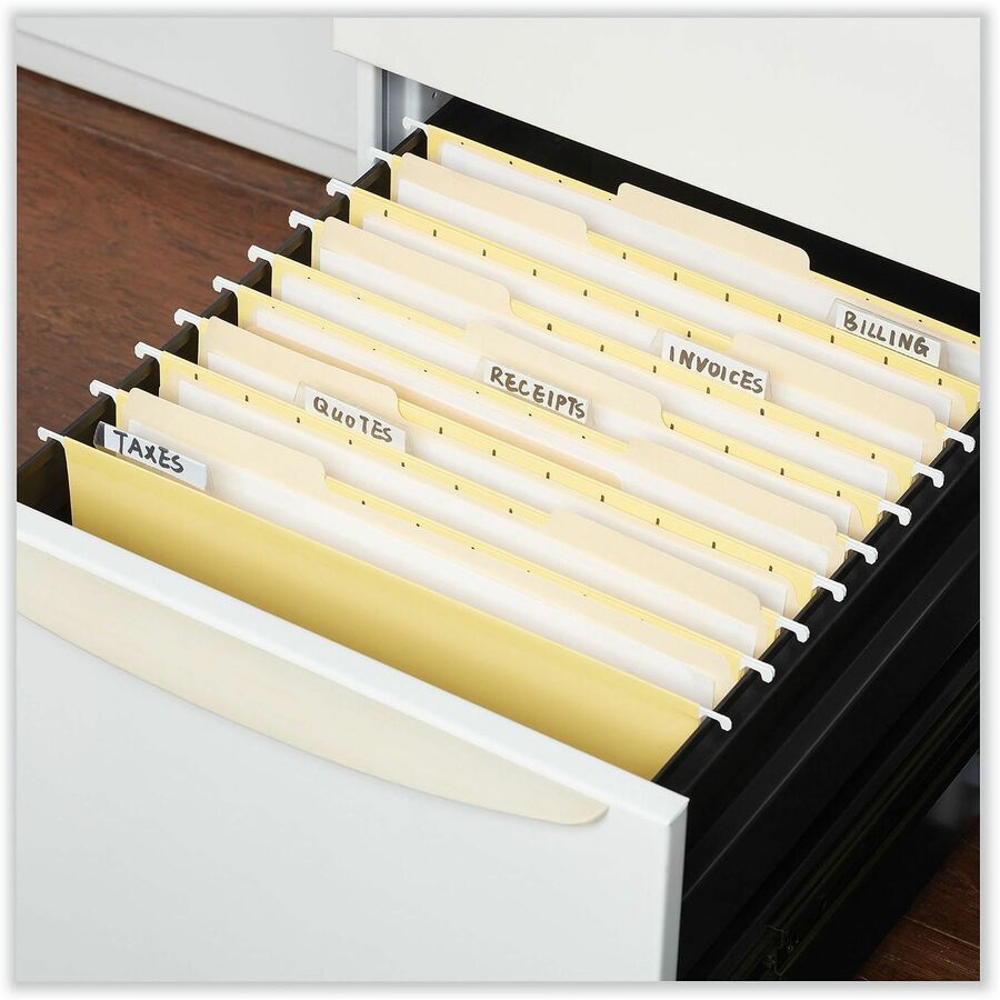 Universal 1/5 Tab Cut Letter Hanging Folder - 8 1/2" x 11" - Assorted Tab Position - 11 pt. - Stock - Yellow - 25 Box