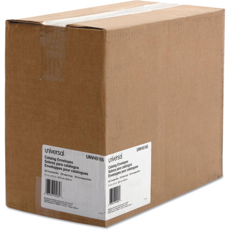 Universal Envelope - Catalog - #14 1/2 - 28 lb - Gummed - Brown Kraft - Kraft Paper - 250 / Box