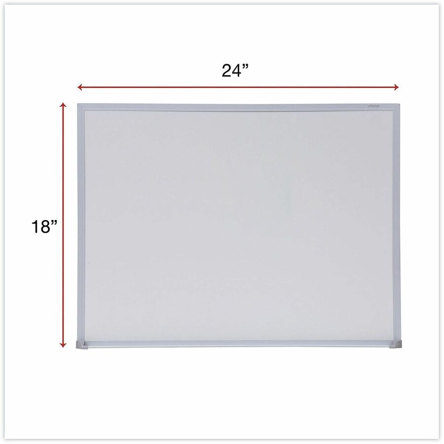 Universal Dry Erase Board - 24" (2 ft) Width x 18" (1.5 ft) Height - White Melamine Surface - Anodized Aluminum Frame - 1 Each