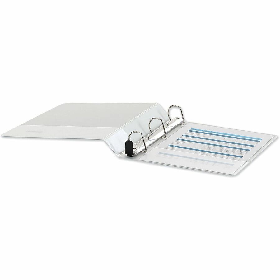 Universal Deluxe Easy-to-Open D-Ring View Binder, 3 Rings, 1.5" Capacity, 11 x 8.5, White - 1 1/2" Binder Capacity - Letter - 8 1/2" x 11" Sheet Size - 400 Sheet Capacity - 3 Ring(s) - Fastener(s): Ring - Pocket(s): 2, Inside Front & Back - Polypropylene 