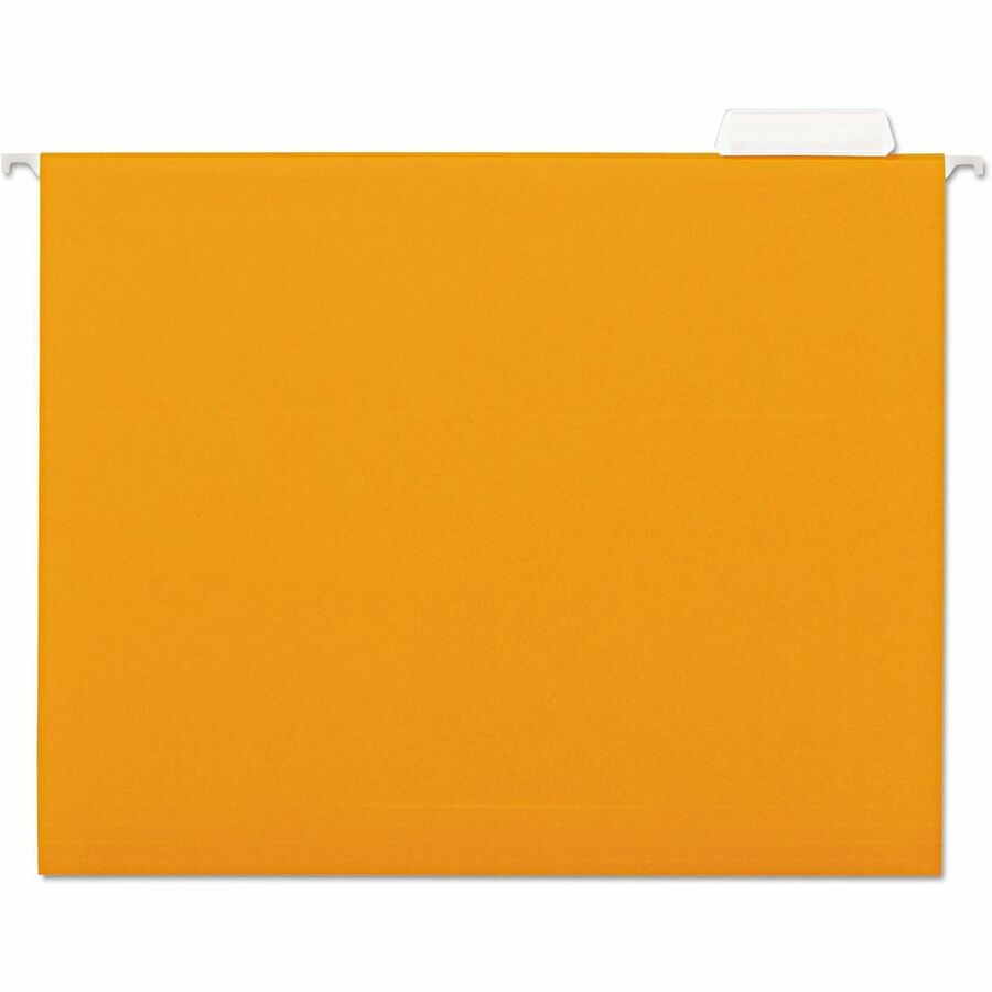 Universal 1/5 Tab Cut Letter Hanging Folder - 8 1/2" x 11" - Assorted Tab Position - Orange - 25 Box