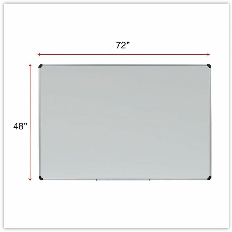Universal Dry Erase Board - 72" (6 ft) Width x 48" (4 ft) Height - White Porcelain Surface - Silver Aluminum, Black Frame - Magnetic - 1 Each