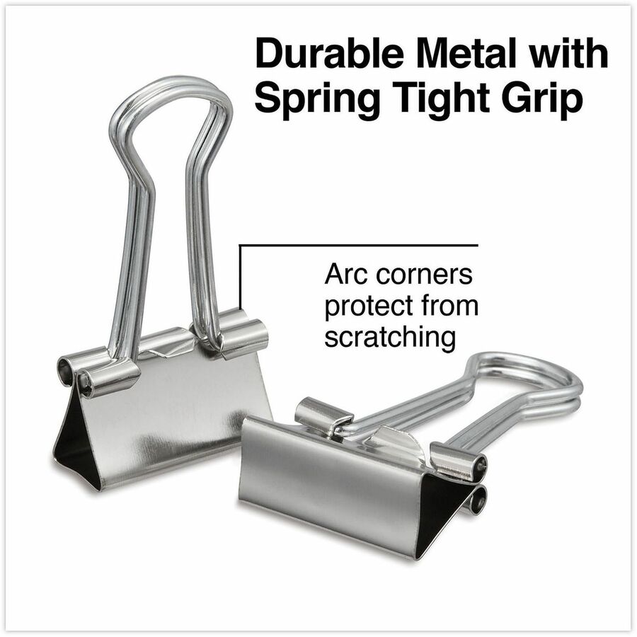 Universal Binder Clips with Storage Tub, Small, Silver, 40/Pack - Small - 0.7" Width - 0.38" Size Capacity - Silver - Metal, Steel Wire - 40 / Pack