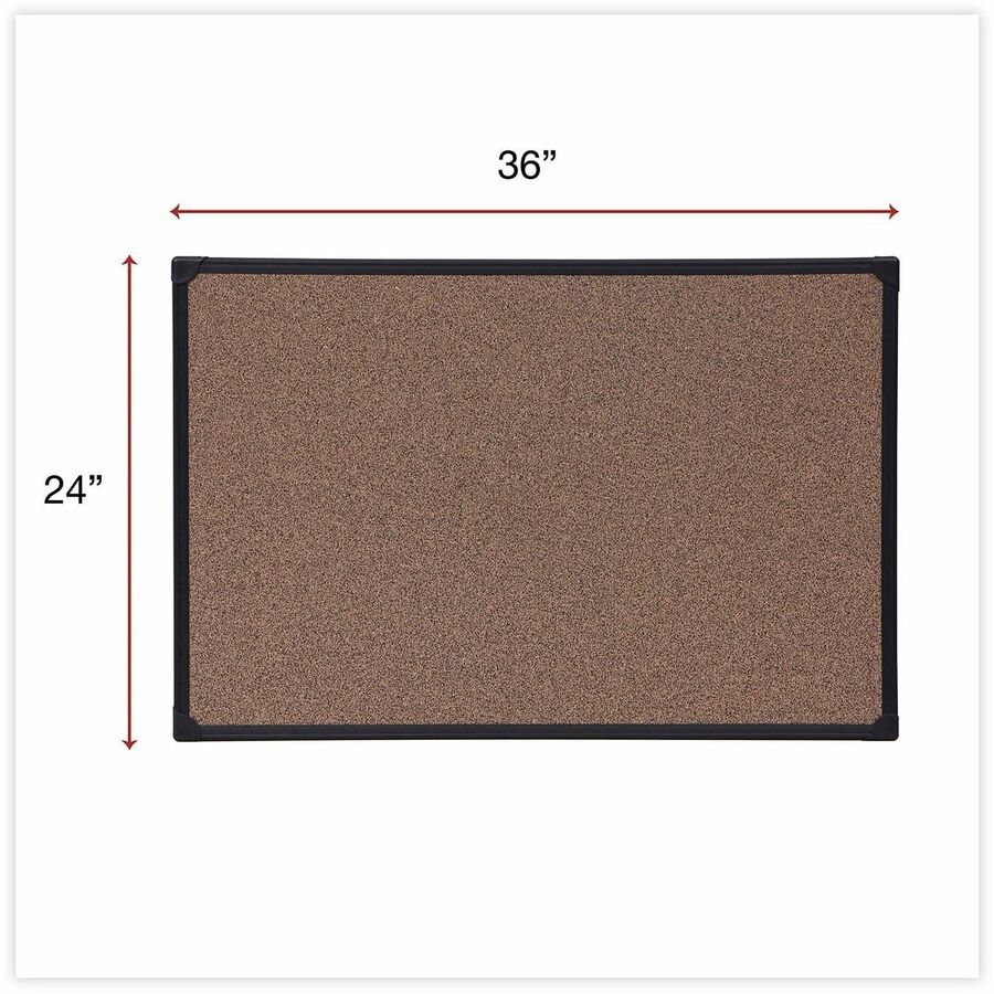 Universal Bulletin Board - 23.62" Board Height x 35.43" Board Width x 0.47" Board Depth - Brown Rubber, Cork Surface - Durable, Sleek Style, Heavy Duty, Sturdy - Black Plastic Frame - 1 Each