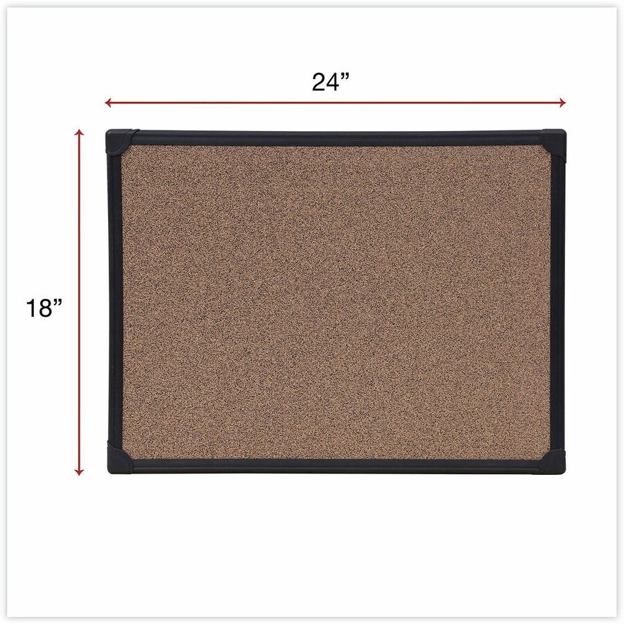 Universal Bulletin Board - 17.71" Board Height x 23.62" Board Width x 0.47" Board Depth - Brown Rubber, Cork Surface - Durable, Sleek Style, Heavy Duty, Sturdy - Black Aluminum Frame - 1 Each