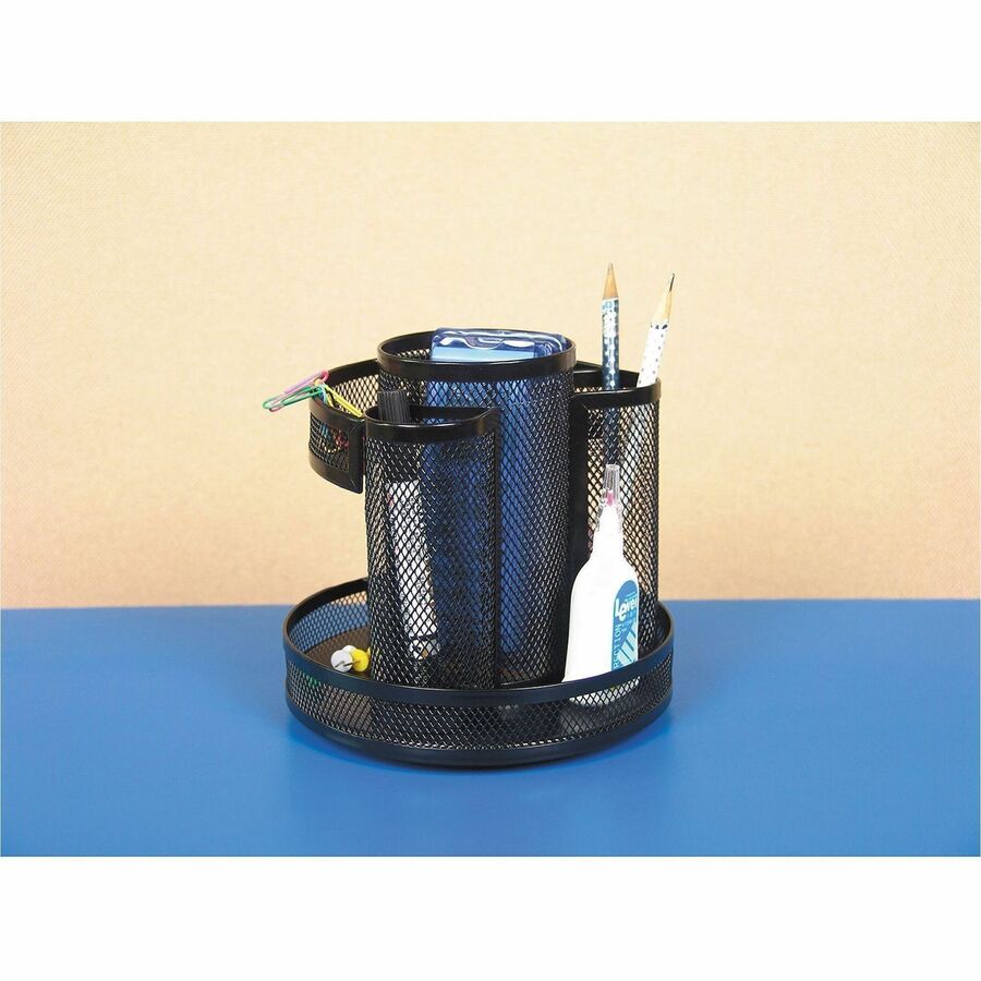 Universal Desktop Organizer - 8 Compartment(s) - 6.13" Height - Black - Metal Mesh - 1 Each