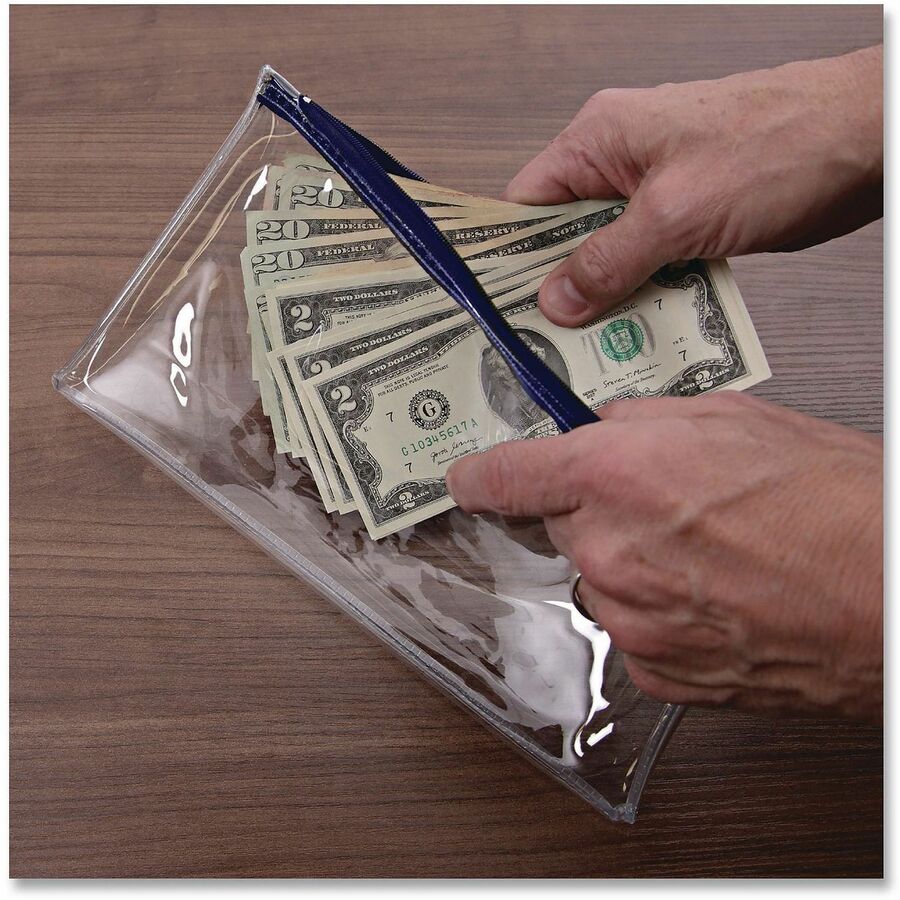 Universal Carrying Case (Wallet) Cash - Blue, Clear - Plastic Body - 6" Height x 11" Width - 2 Pack