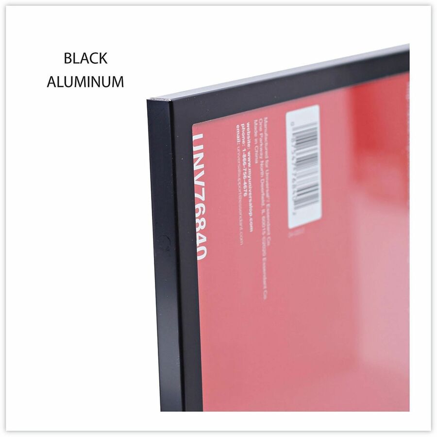 Universal Photo Frame - Holds 8.50" x 11" Insert - Rectangle - Desktop - Horizontal, Vertical - Sturdy, Easel Back - Metal, Aluminum - Black - 1 Each