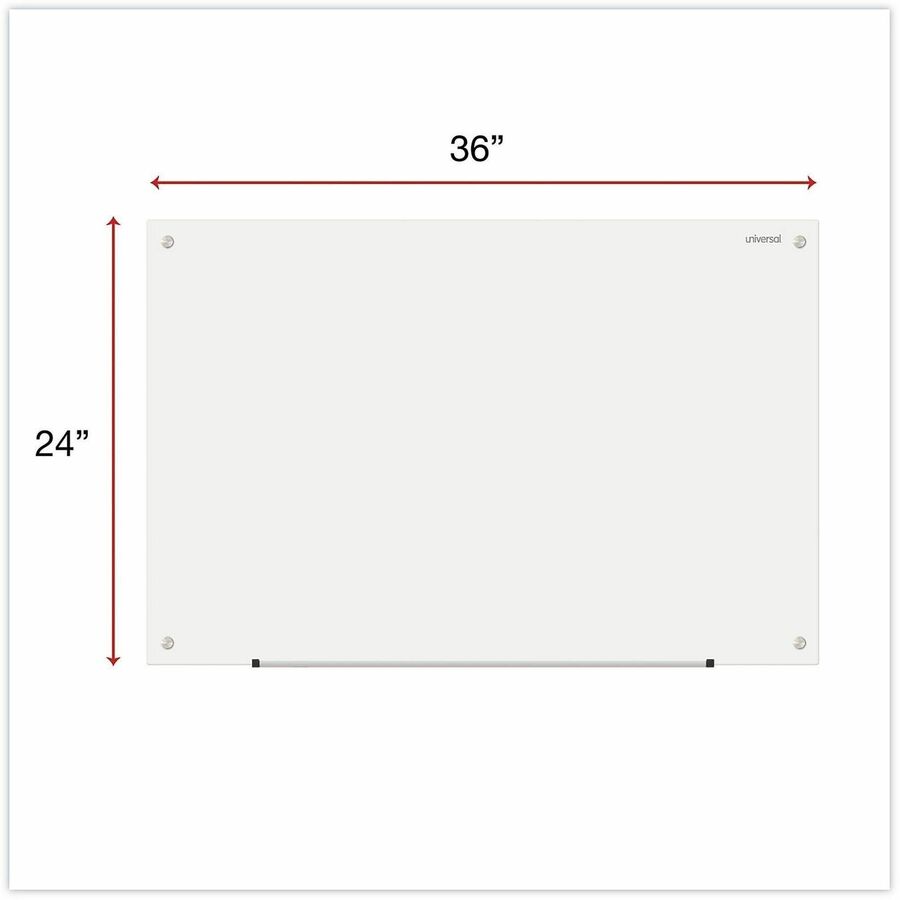 Universal Frameless Glass Marker Board, 36" x 24" , White Surface - 36" (3 ft) Width x 24" (2 ft) Height - White Glass Surface - 1 Each