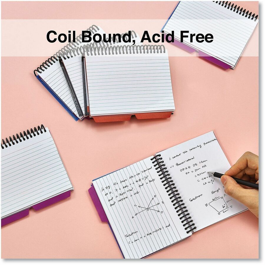 Universal Spiral Bound Index Cards, Ruled, 4 x 6, White, 120/Pack - 4" Width x 6" Length - White Poly Divider - Ruled - 120 / Pack