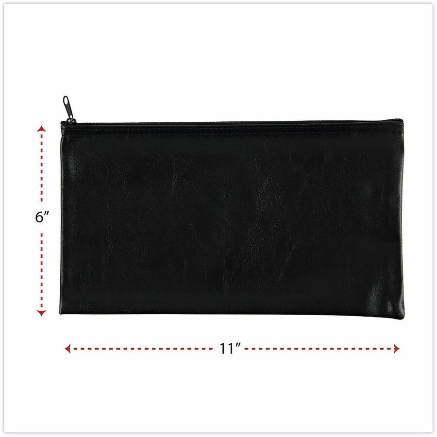 Universal Carrying Case (Wallet) Cash - Black - Faux Leather Polyurethane Body - 6" Height x 11" Width - 2 Pack
