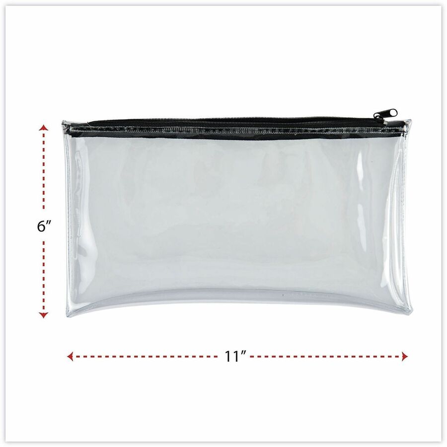 Universal Carrying Case (Wallet) Cash - Clear, Black - Faux Leather Polyurethane Body - 6" Height x 11" Width - 2 Pack