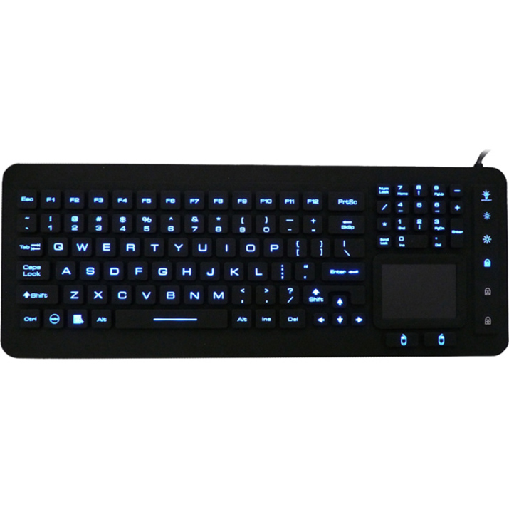 Ergoguys DSI waterproof LED keyboard with integrated touchpad, sealed keyplane — alternate view 2