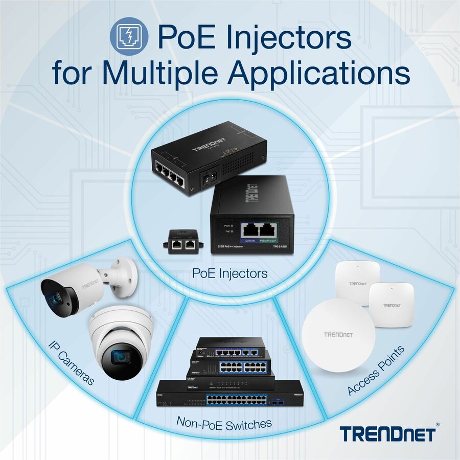TRENDnet 65W 4-Port Gigabit PoE+ Injector, TPE-147GI, 4 x Gigabit