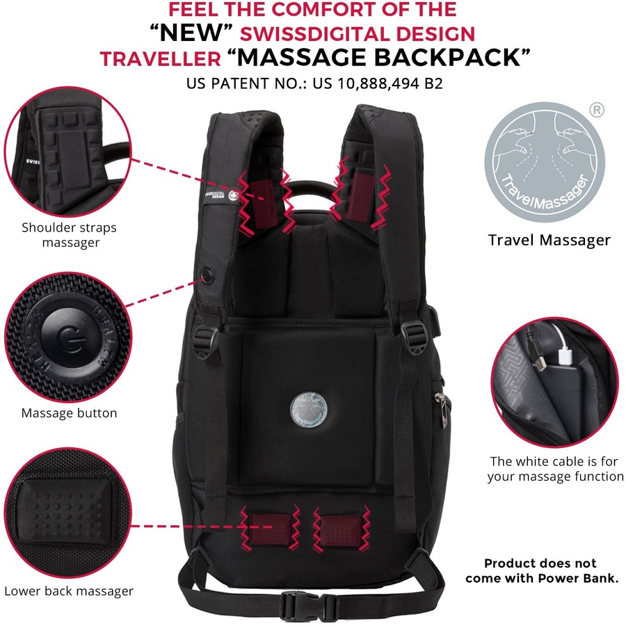 Swissdigital Neptune Massage Backpack – 15.6? Laptop Pocket