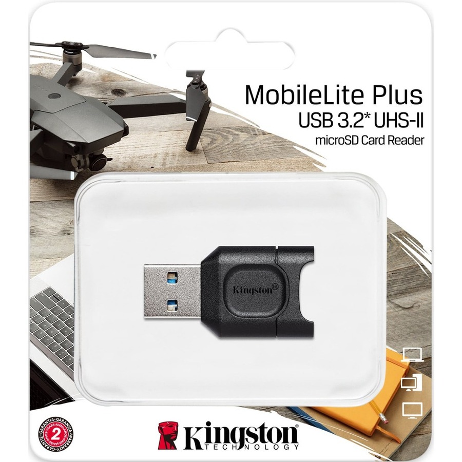 Kingston MobileLite Plus microSD Reader - microSD, microSDXC, microSD (TransFlash), microSDHC - USB 3.2 (Gen 1) Type AExternal - 1 Pack = KINMLPM
