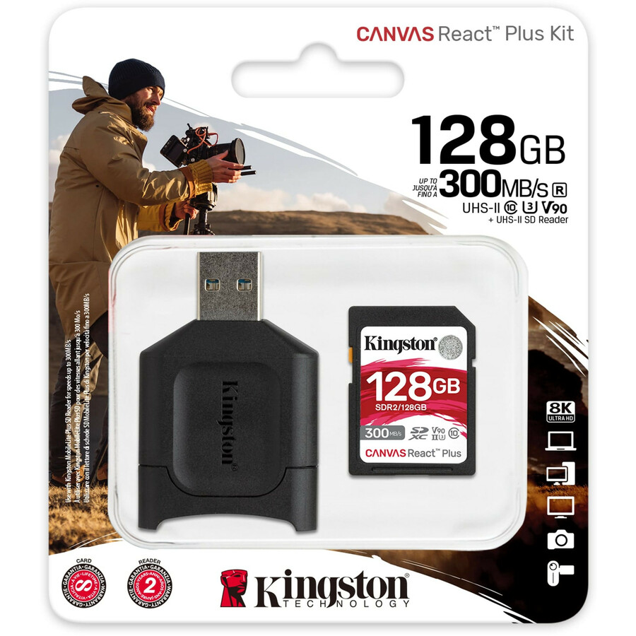 Kingston Canvas React Plus 128 GB Class 10/UHS-II (U3) SDXC