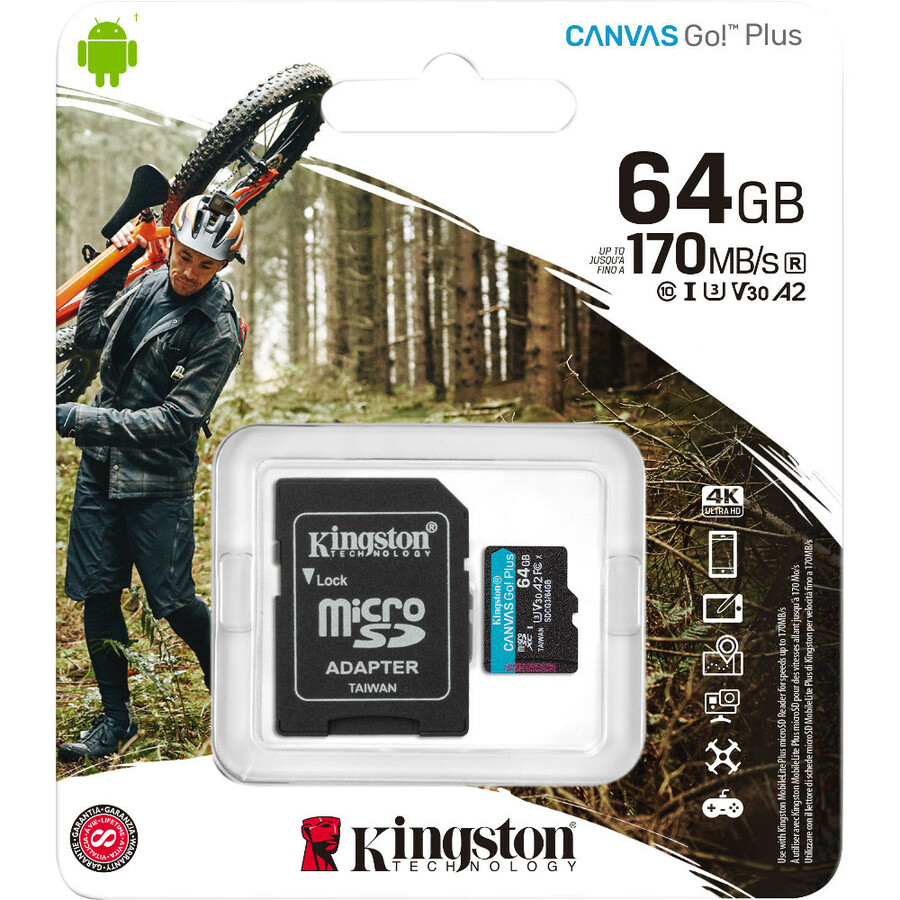 Kingston Canvas Go! Plus SDCG3 64 GB Class 10/UHS-I (U3) microSDXC