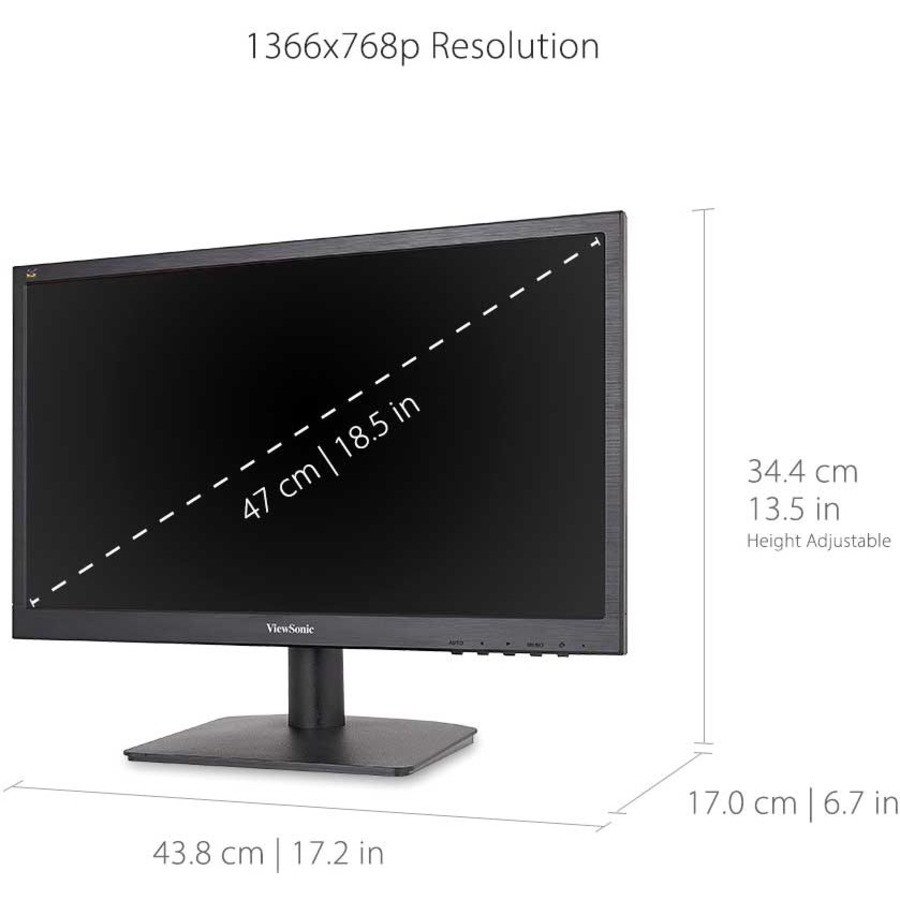 ViewSonic VA1903H 19-Inch WXGA 1366x768p 16:9 Widescreen Monitor with Enhanced View Comfort, Custom ViewModes and HDMI for Home and Office