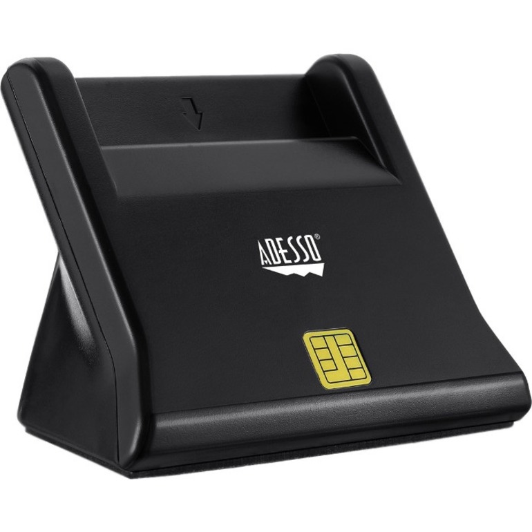 Adesso Desktop Smart Card Reader - Contact - Cable - USB 2.0 - Black - TAA Compliant