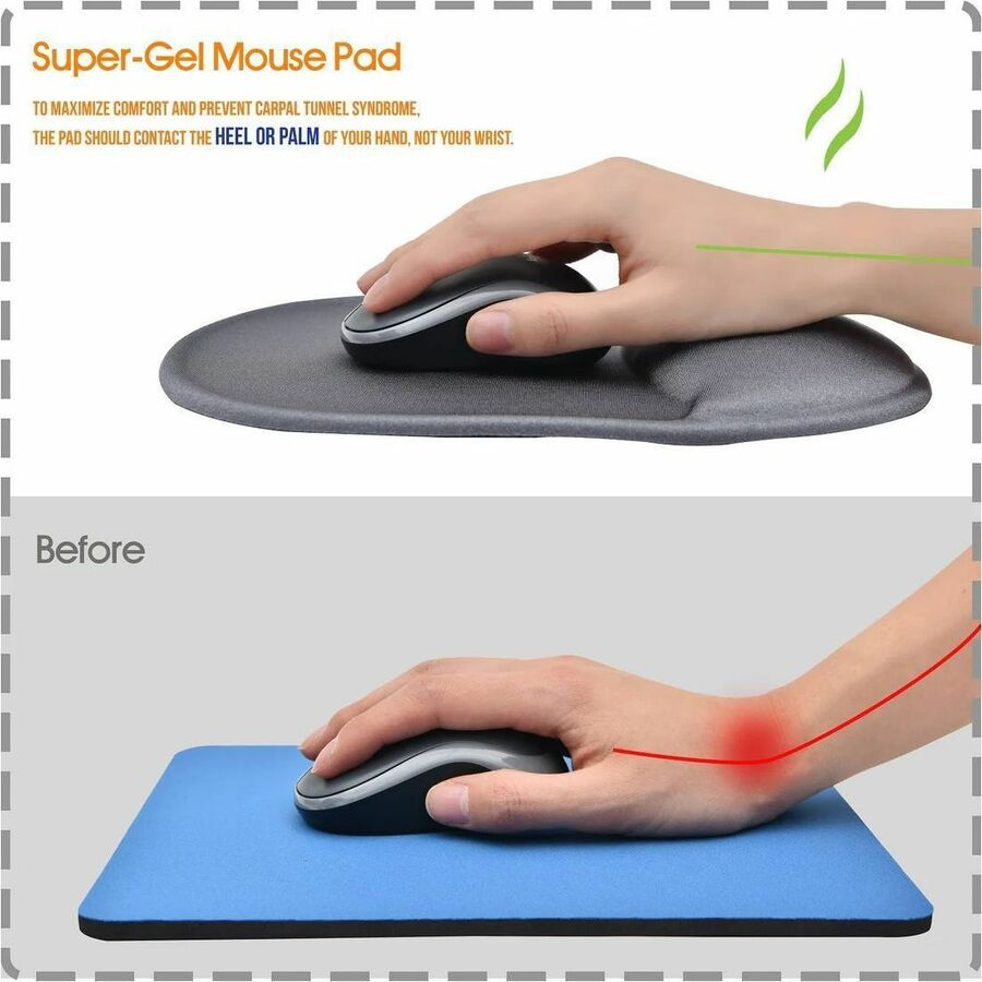 DAC&reg; MP-113 Super-Gel "Contoured" Mouse Pad with Palm Support, Grey