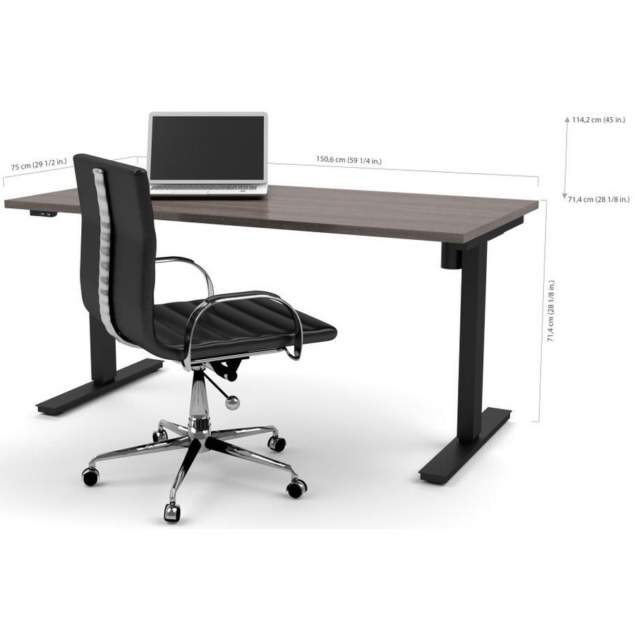 BeStar Adjustable Computer Table - Black Base x 1" Table Top Thickness - Dark Gray - Workstations/Computer Desks - BEX6586747