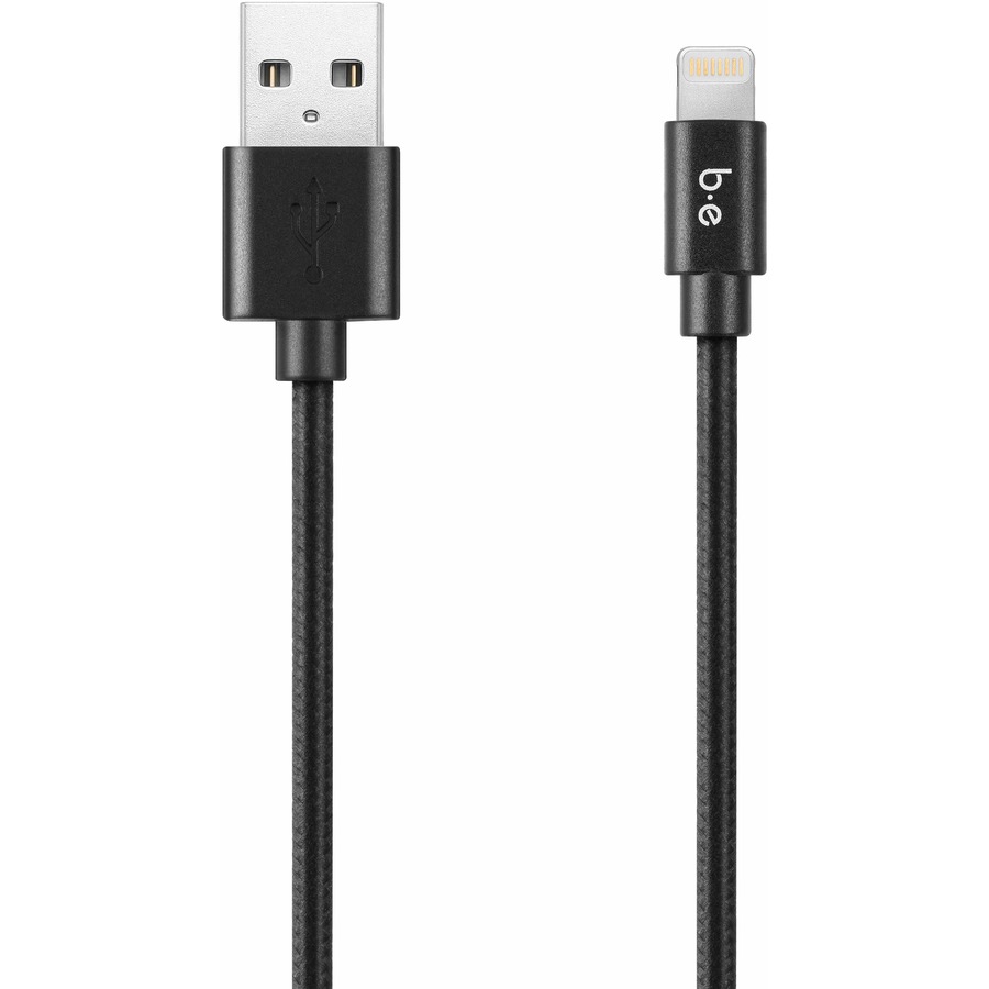 Blu Element Braided Charge/Sync Lightning to USB Cable 4ft Black - 4 ft Lightning/USB Data Transfer Cable for Wall Charger, Car Charger - USB Cables - BEEB4MFIBK