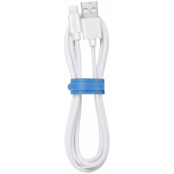 Blu Element Braided Charge/Sync Lightning to USB Cable 4ft White - 4 ft Lightning/USB Data Transfer Cable for Wall Charger, Car Charger - First End: 1 x Lightning - Male - Second End: 1 x USB 2.0 - Male - White - 1 Each = BEEB4MFIWH