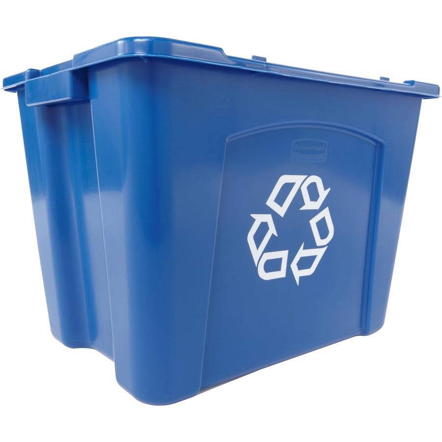 Rubbermaid Commercial Recycling Box 14 Gal Blue - 53 L Capacity - Handle - 14.8" Height x 16" Width x 20.8" Depth - Resin - Blue - 1 Each - Recycling Bins - RUB110734