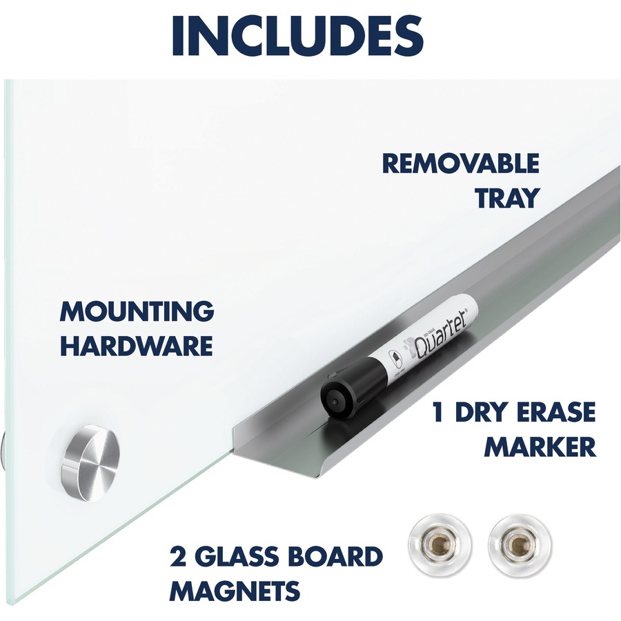 Quartet Brilliance Dry Erase Board - White Glass Surface - Rectangle - 1 Each - Dry-Erase Boards - QRTG23624W