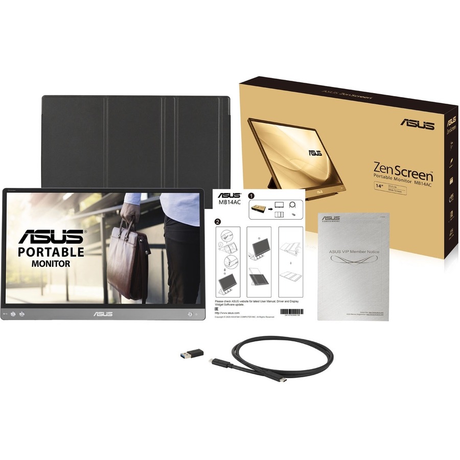 Asus ZenScreen MB14AC 14" Class Full HD LCD Monitor - 16:9 - Dark Gray