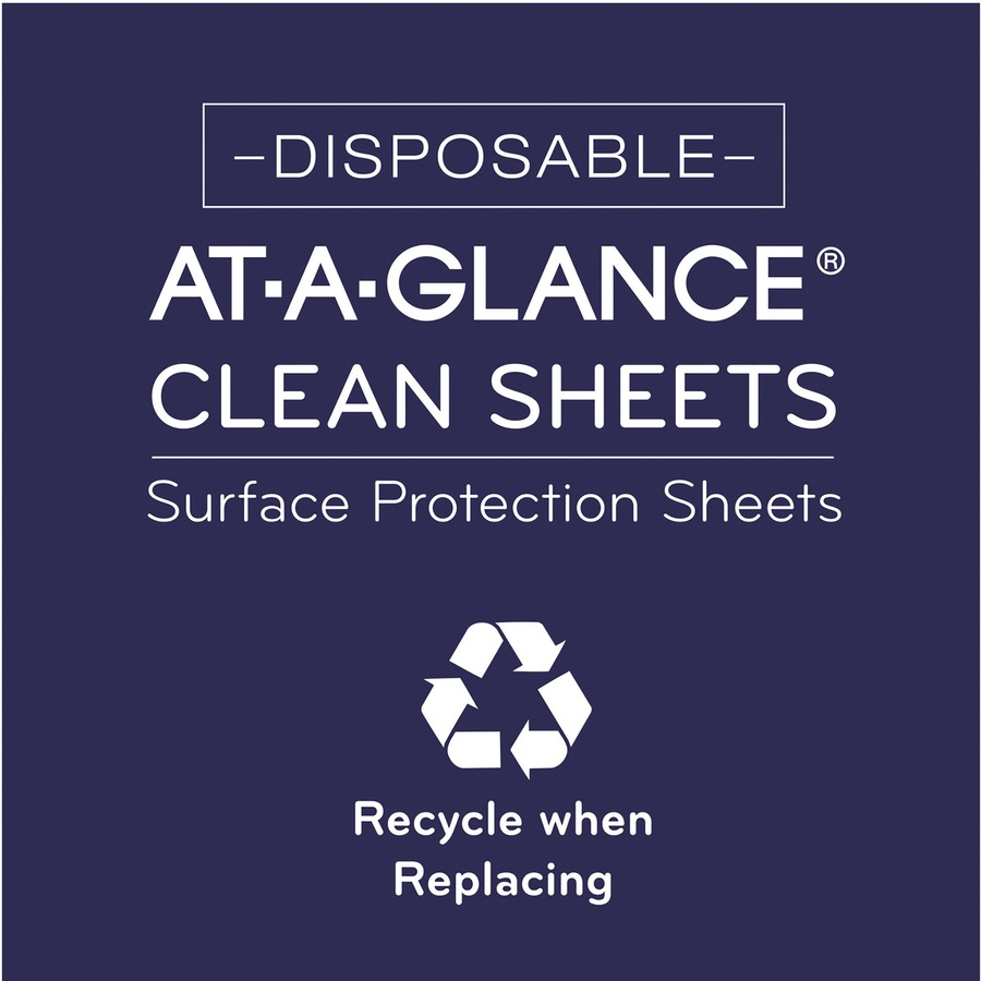 At-A-Glance Disposable Clean Sheets - Supports Desk - Rectangular - Disposable - White - 25 Pack