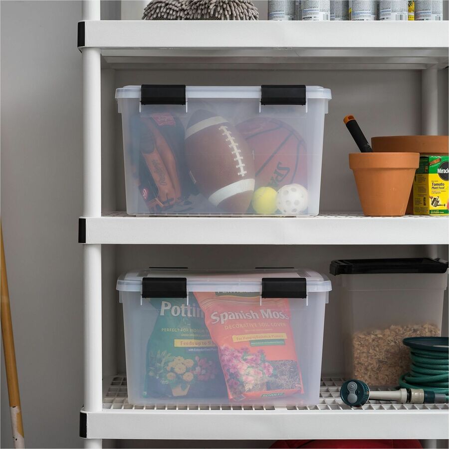 IRIS Weathertight Storage Box, 46 Quarts, 11 4/5"H x 15 4/5"W x 19 7/10"D, Clear - External Dimensions: 15.7" Width x 19.8" Depth x 15.7" Height - 40 lb - 11.65 gal - Latch Closure - Stackable - Plastic, Polypropylene - Clear - For Storage - 1 Each