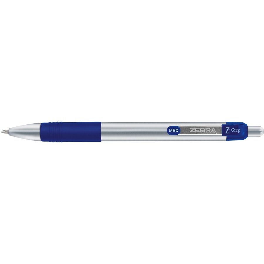 Zebra Pen Z-Grip Elite Metal Retractable Ballpoint Pen - Bold Pen Point - 1 mm Pen Point Size - Retractable - Blue Gel-based Ink - 1 Dozen
