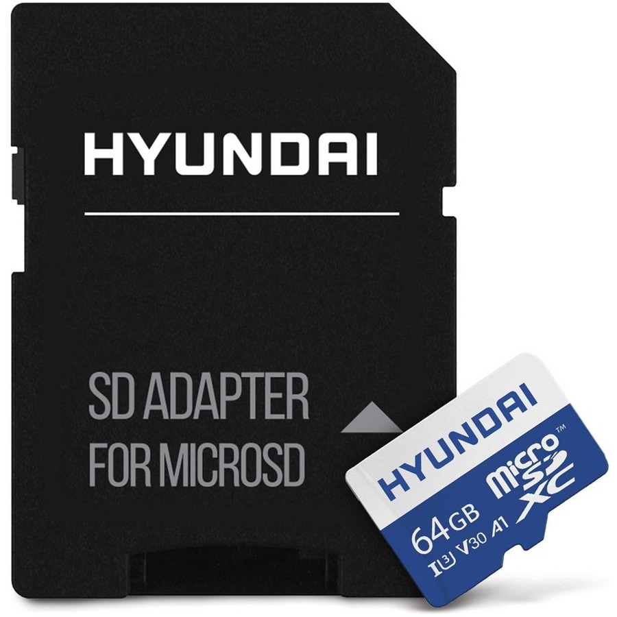 Hyundai 64GB microSDXC UHS-I Memory Card with Adapter, 90MB/s (U3) 4K Video, Ultra HD, A1, V30