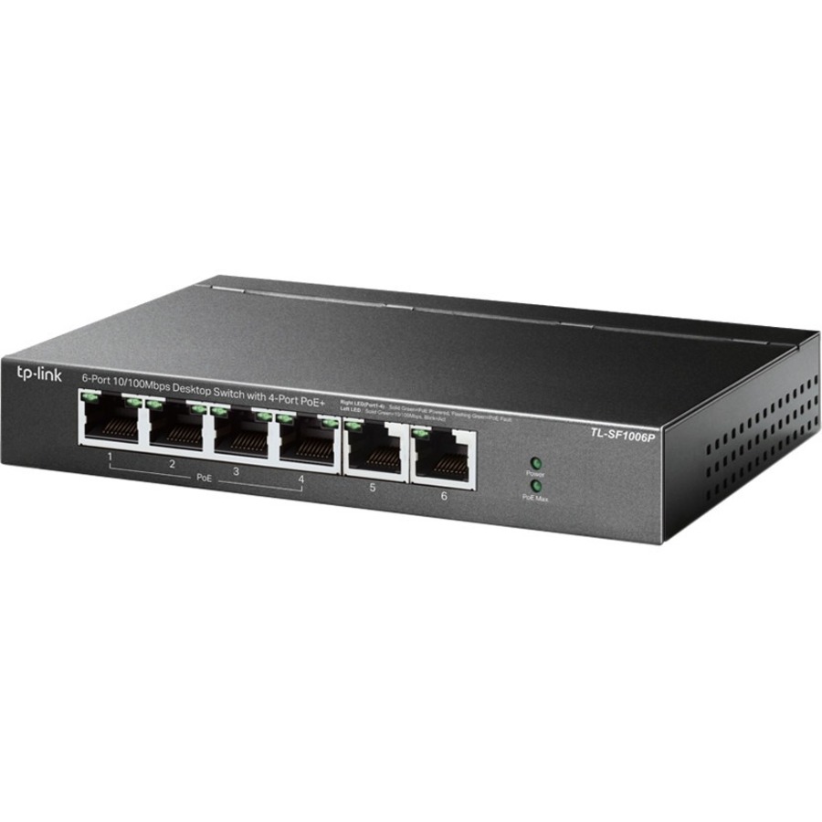 TP-Link TL-SF1006P - 6-Port Fast Ethernet 10/100Mbps PoE Switch - Limited Lifetime Protection