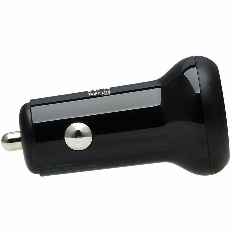 Eaton Tripp Lite Series Dual-Port USB Car Charger with 24W Charging - USB-C (24W) PD 3.0, USB-A (24W) QC 3.0, Black