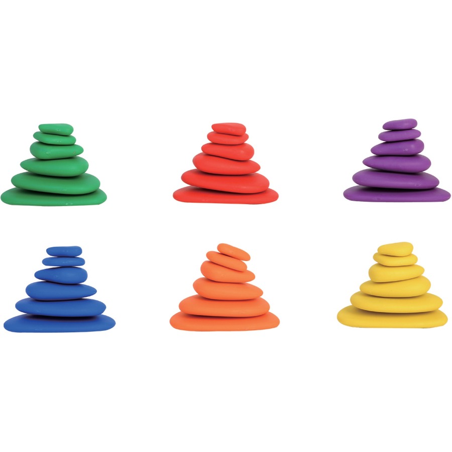 Learning Advantage Rainbow Pebbles - Skill Learning: Fine Motor, Construction, Mathematics, Counting, Creativity, Sorting, Visual Perception, Stacking, Tactile Stimulation - 3 Year & Up - 56 Pieces - Counting & Sorting - LAD13208