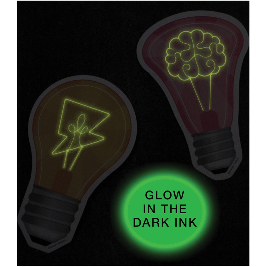 Carson Dellosa Education Glow in the Dark Light Bulbs Cut-Outs - Glow In The Dark Light Bulbs - Durable - 6.17" (156.7 mm) Height x 4.06" (103.1 mm) Width - Purple, Blue, Green, Orange, Pink, Yellow - Card Stock - 51 / Pack - Accents - CDP120225