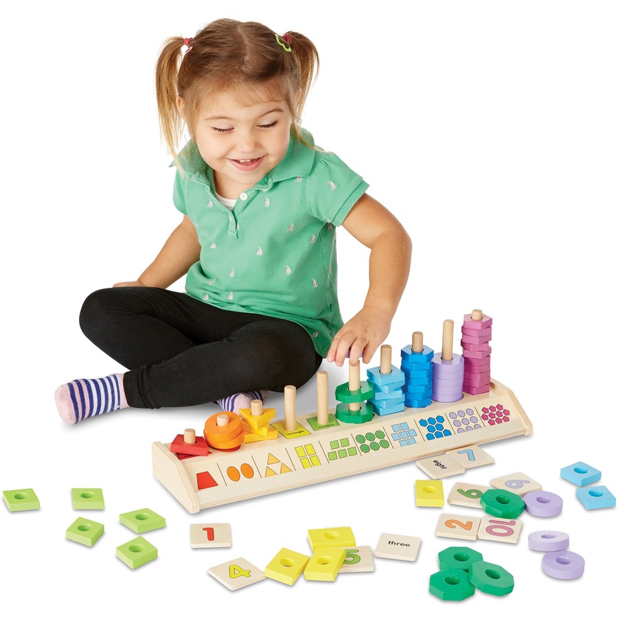 Melissa & Doug Counting Shape Stacker - Theme/Subject: Learning - Skill Learning: Stacking, Counting, Color, Shape Differentiation, Number, Mathematics, Word Recognition, Sorting, Motor Skills - 2 Year & Up - Counting & Sorting - LCI9275